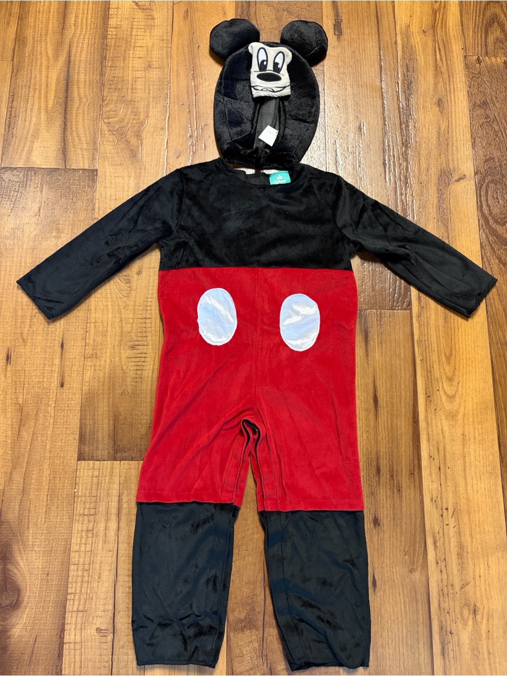 Mickey Mouse Halloween Costume With Face & Ears On the Hood Two Pieces Size 2T